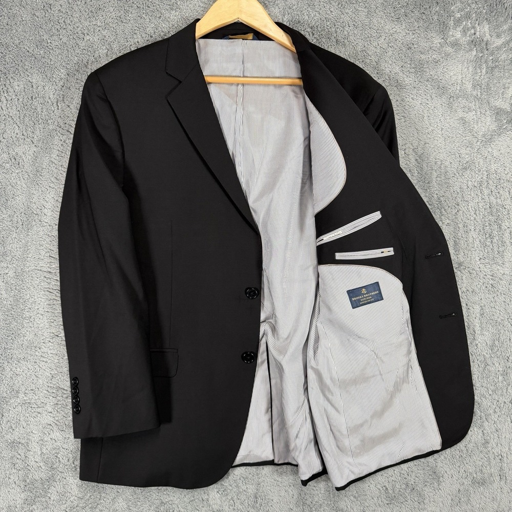 Brooks Brothers Explorer Madison Fit Blazer Mens 44R Black Wool Stretch Jacket
